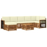 vidaXL Set de canapele de exterior cu pernă 7 pcs Natural și Crem 3384651