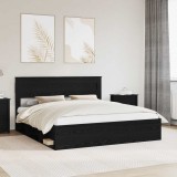vidaXL Cadru de pat cu headboard Negru 180 x 200 cm Lemn de pin masiv 3409728