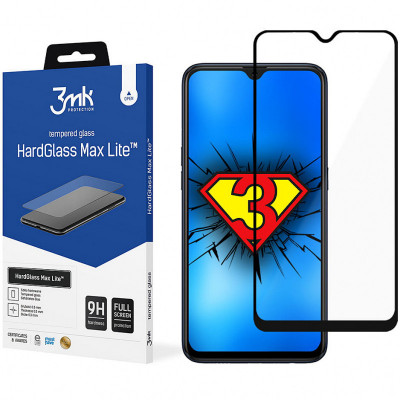 Folie Protectie Ecran 3MK HardGlass Max Lite pentru Oppo A12, Sticla securizata, Full Face, Full Glue, Neagra foto
