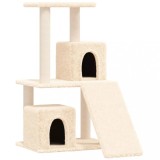 Cumpara ieftin Ansamblu de pisici cu stalpi din funie de sisal, crem, 82 cm