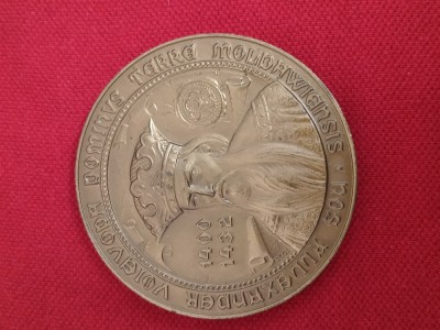 medalie Alexandru cel Bun ,Voievodul Moldovei .Verso , manastirile moldovei ,Sectia numismatica Iasi foto