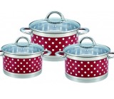 Cumpara ieftin Set de oale din inox cu buline, Bohmann, 6 piese, 2.6L, 3.6L, 4.7L