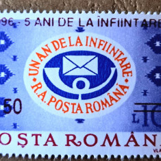 TIMBRE ROMANIA MNH LP1415/1996- 5ani R.A.P.R. (supratipar) -Serie simpla