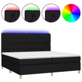 Cumpara ieftin Pat cu arcuri, saltea si LED, negru, 200x200 cm, textil