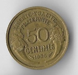 Moneda 50 centimes 1936 - Franta foto