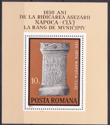 TSV %- 1974 LP 843 1850 ANI RIDICAREA CLUJ-NAPOCA RANG DE MUNICIPIU, MNH/** LUX foto