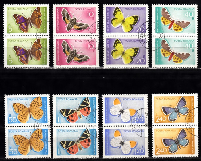 A11 TW 4 - 1969 - Fluturi - perechi de doua timbre