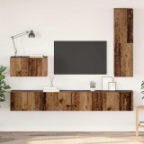 vidaXL Set dulap TV cu raft Pe perete Altele cu depozitare cu ușă 4 pcs Lemn vechi Mediu Lemn compozit