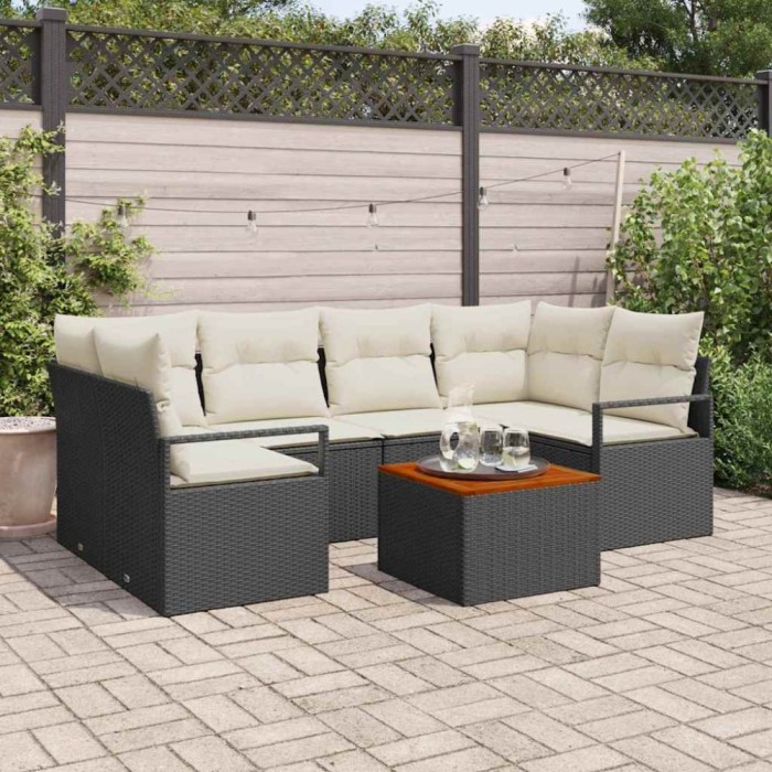vidaXL Set de canapele pentru grădină 7 pcs Negru, alb