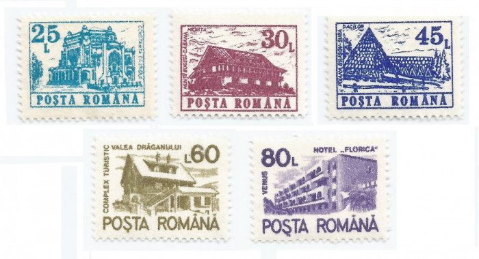 |Romania, LP 1262/1991, Hoteluri si cabane (uzuale II), MNH