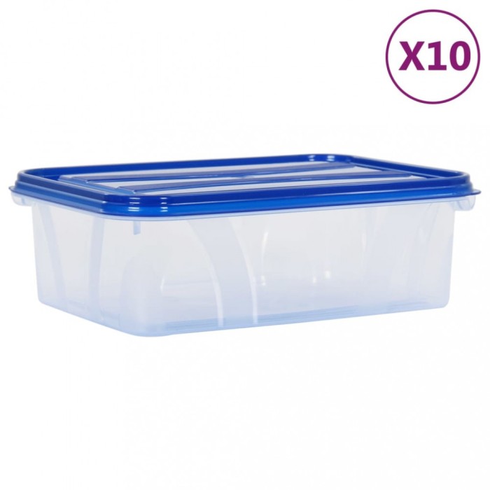 Recipiente depozitare alimente cu capace, 10 buc., PP