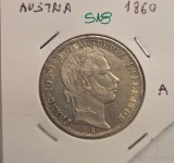 518 Austria Austrian Empire, 1 Florin - Francis Joseph I, 1860, argint, mare, KM#2219