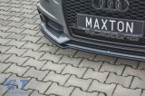 Spoiler Maxton Design potrivit pentru bara frontala S6, S-Line a Audi A6 C7 sedan, Avant 2014-2017, lac negru Performance AutoTuning