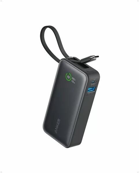 POWER BANK Anker &quot;Nano&quot; 10.000 mAh, 30W PD si Power IQ 3.0, 1 x USB, 1 x USB-C, cablu USB-C, incarcare bidirectionala, 213 G, negru, &quot;A1259G11&quot; (timbr