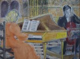 Ana Iliut - Seara muzicala, Ulei/Panza, 44x54 cm, Album Arta, Cu Certificat Autenticitate