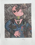 Cromolitografie Enrico Baj (1924&ndash;2003), &rdquo;Generalul&rdquo;, semnată și numerotată, 29 x 20,5 / 19,5x15,5, foarte expresivă si decorativa