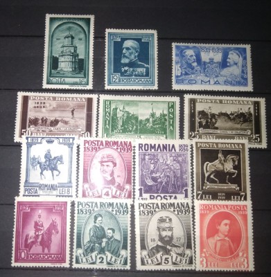 TIMBRE ROMANIA LP 133 1939 CENTENARUL NASTERII REGELUI CAROL I MH URME SARNIERA foto