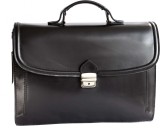 Servieta Dama Piele Naturala Neagra Utill Land Fashion S117, 40x12x28 cm, Curea Umar, Fabricata in Italia