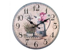 Ceas de perete din lemn cu design floral, Bej, 34 cm diametru - Concept E Efrall foto