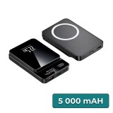 Powerbank wireless Leziter 5000 mAh, 22,5W, incarcare rapida, negru