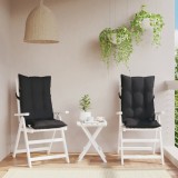 Gossi perne de scaun cu spatar inalt, 2 buc, negru, tesatura oxford