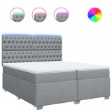 Cumpara ieftin Pat box spring cu saltea, gri deschis, 200x200 cm, textil