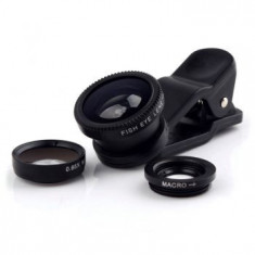 Obiectiv superangular Fisheye Lens 3 in 1 universal (Rosu) foto