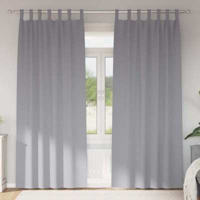 Perdele cu perdele 2 pcs Gri deschis Poliester foto