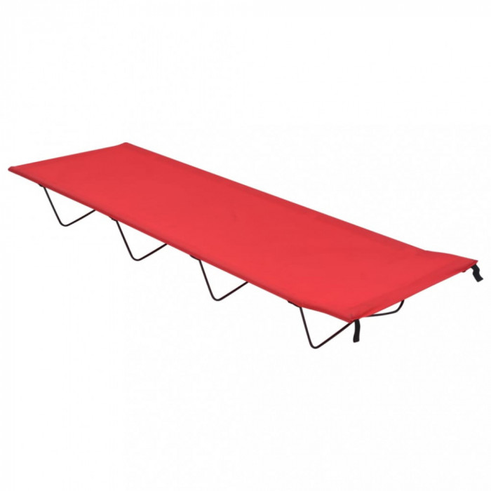 vidaXL Pat de camping, roșu, 180x60x19 cm, țesătură oxford și oțel