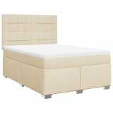 Cumpara ieftin Pat box spring cu saltea, crem, 140x200 cm, textil