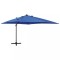 vidaXL Umbrelă &icirc;n consolă cu st&acirc;lp și LED-uri, albastru azur, 300 cm 312349