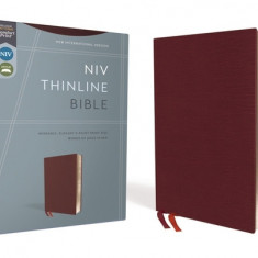 NIV, Thinline Bible, Bonded Leather, Burgundy, Red Letter Edition