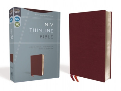 NIV, Thinline Bible, Bonded Leather, Burgundy, Red Letter Edition foto
