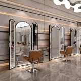 Consolă de coafură, frizerie, cosmetică cu oglindă LED cu 3 fețe TRIO, 200x130, neagră