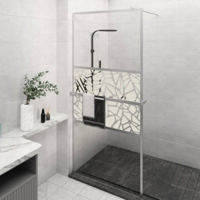vidaXL Paravan duș walk-in cu raft crom 80x195 cm sticlă ESG/aluminiu foto