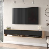 Comoda TV cu 2 usi Laitila 29,5x180x31,5cm stejar/negru [en.casa] HausGarden Leisure