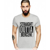 Tricou barbati gri cu text negru - Straight Outta Berceni - 2XL