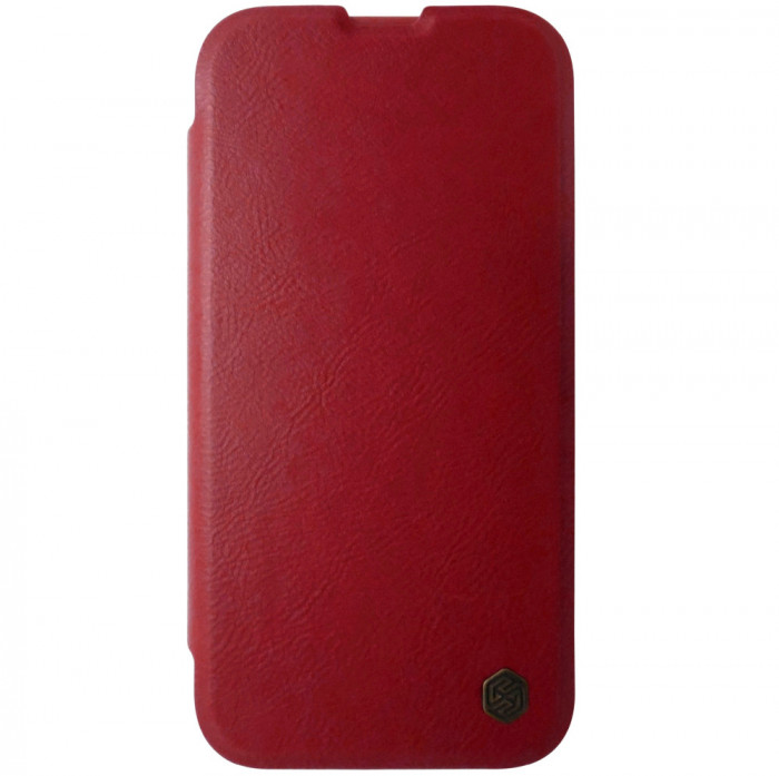 Husa Nillkin Qin Pro tip carte rosie, protectie camera, pentru Apple iPhone 15