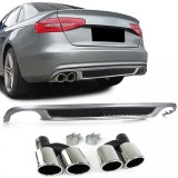 Difuzor sportiv posterior cu tevi de esapament duble pe ambele parti, potrivit pentru Audi A4 B8 07-11 Performance AutoTuning