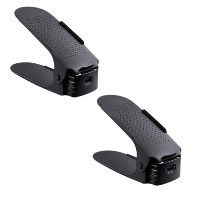 Set 2 buc, Suport antiderapant si ajustabil pentru depozitare o pereche de incaltaminte, PP, 6x25.5x11/17 cm, Negru foto