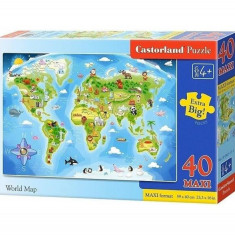 Puzzle 40 piese „Maxi World Map”