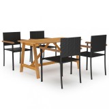 vidaXL Set de masă pentru grădină, 5 piese, negru 3068764