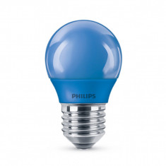 Bec LED Colored Philips 3.1W(25W) E27 P45 180 Albastru foto