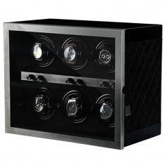 Cutie intors ceasuri automatice iUni, Luxury Watch Winder 6 Negru foto