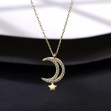 Lantisor Argint Moon&amp;Star---LUNA&amp;STEA GOLD--- ARG135C, Argintboutique