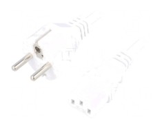Cablu Alimentare 1.5m Alb 3x0.75mm2 CEE 7/7 la IEC C13