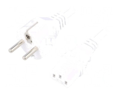 Cablu Alimentare 1.5m Alb 3x0.75mm2 CEE 7/7 la IEC C13 foto
