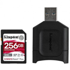 Kit Card de memorie Kingston Canvas React Plus 256GB SD Card Clasa 10 + SD Card Reader USB Black foto