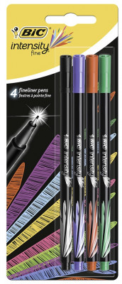 Bic Set 4 Finelinere Intensity Negru Albastru Rosu Verde 824627 foto