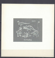 GUYANA 1993 ANIMALE PREISTORICE DINOZAURI SILVER FOIL foto